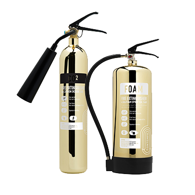 Contempo CO2 & Foam Fire Extinguishers in Polished Gold